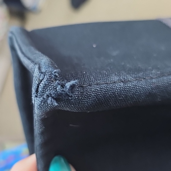 Hermes Black Canvas Tote Bag with Stripe Handles - Picture 6 of 7